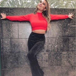 Kittenish- SHANIA RED CROPPED LONG SLEEVE TURTLENECK